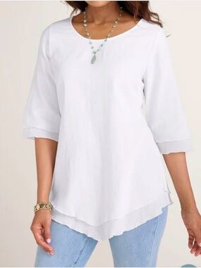 SOFT SURROUNDINGS Siesta Key Tunic 100% Cotton White Size 2X